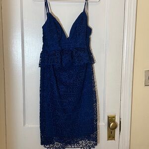 Guess Blue Ruffled Peplum Mini Dress
